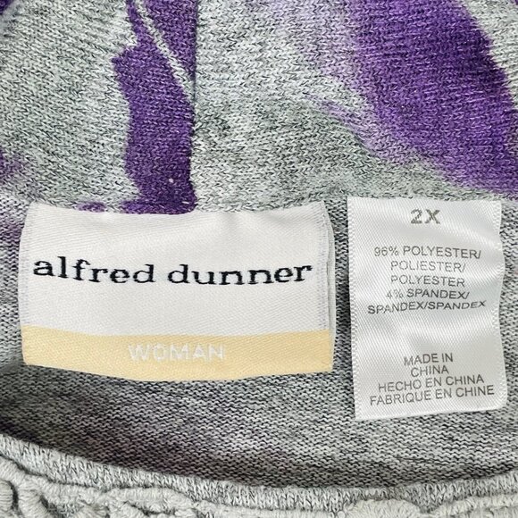 Alfred Dunner Faux Twinset Sz 2X Purple Gray Abstract Floral Lace Sequin Office - Picture 7 of 7